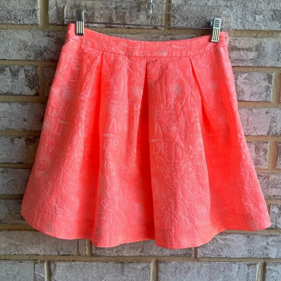 Lilly Pulitzer Word on the Street Jacque Peachy Pink Harlie Pleated Skirt Size 2 - Picture 2 of 8